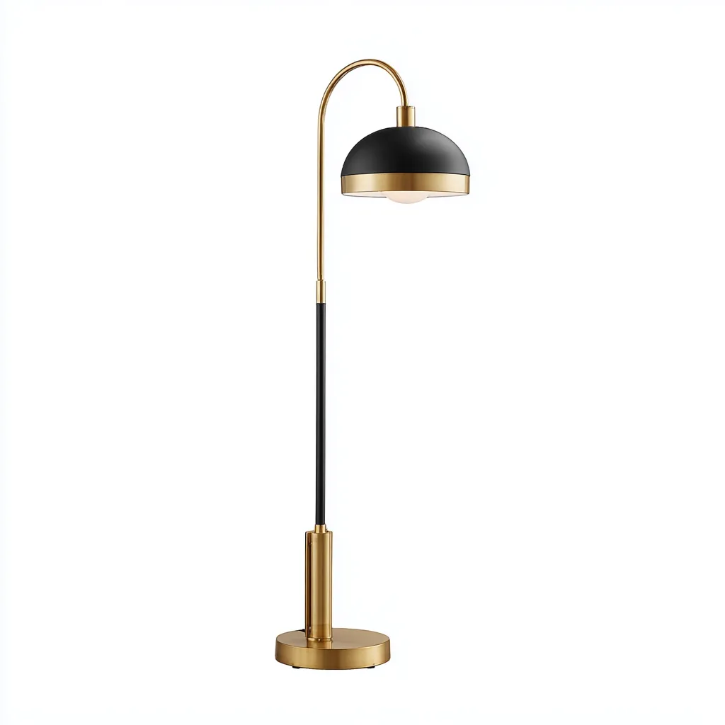 Lampada da terra Metallo 28x25x155 cm - nero - oro - per soggiorno - design moderno-Nestleix