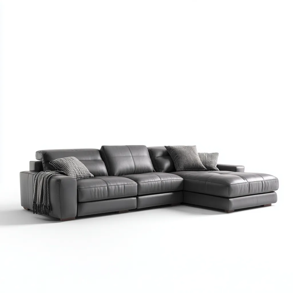 Divano angolare in pelle 300x185x88 cm grigio scuro per soggiorno - design moderno-Nestleix