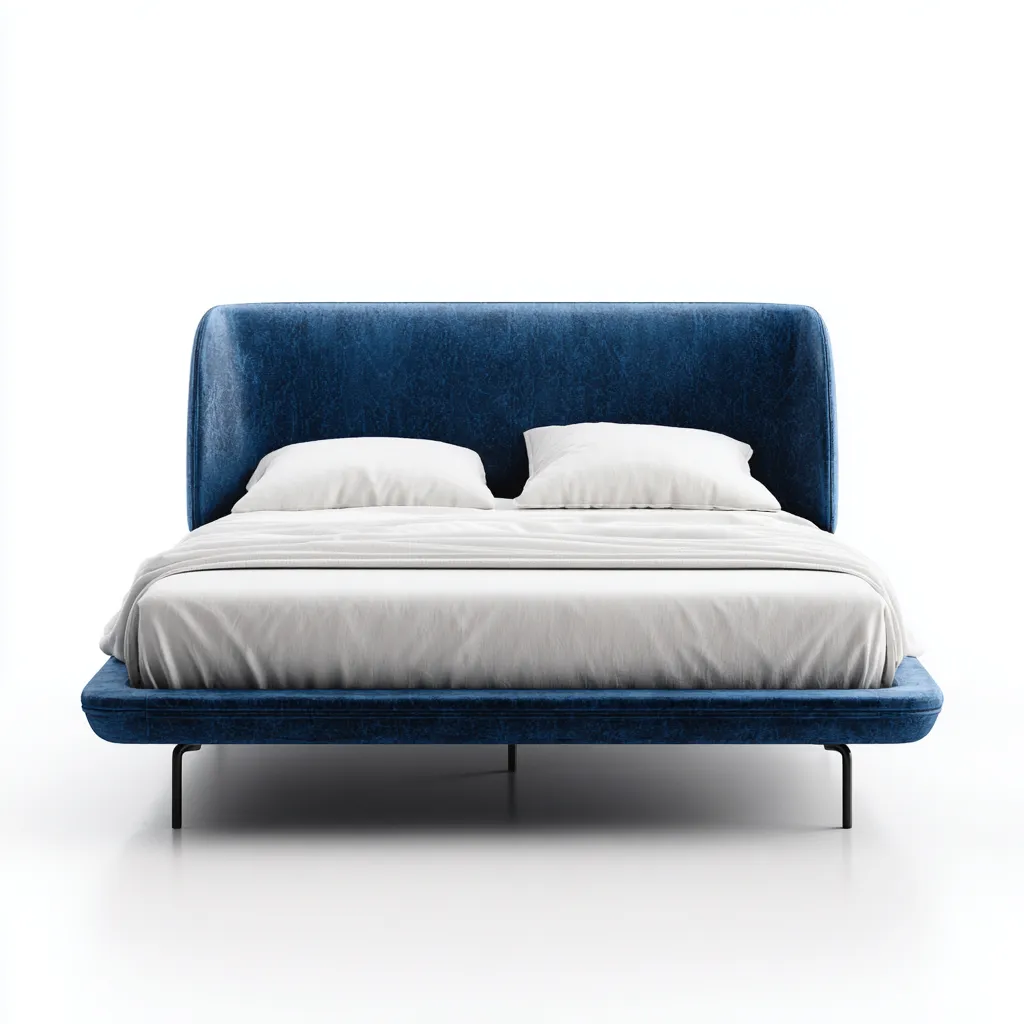 Letto matrimoniale tessuto e metallo 200x180x110 cm blu - nero per camera da letto design moderno-Nestleix