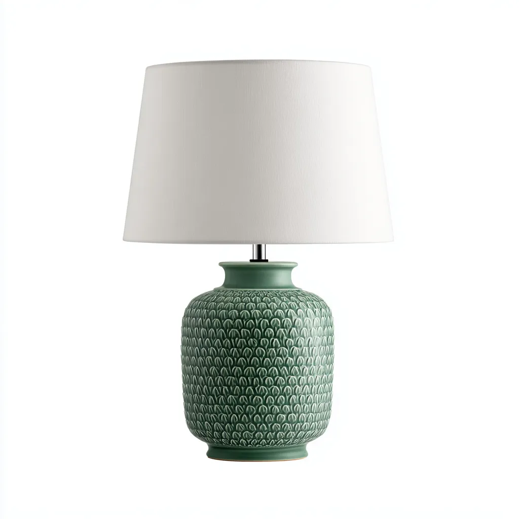 Lampada da tavolo in ceramica 28x28x45 cm - verde - bianco - adatta al soggiorno e alla camera da letto - design moderno-Nestleix