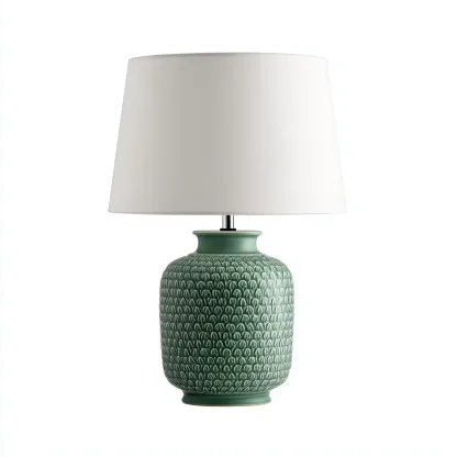 Lampada da tavolo in ceramica 28x28x45 cm - verde - bianco - adatta al soggiorno e alla camera da letto - design moderno-Nestleix