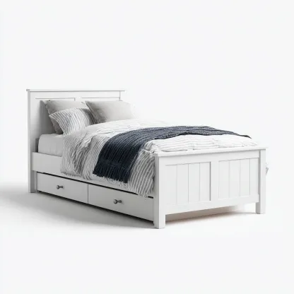 Letto singolo legno con contenitore 200x100x95 cm bianco per camera da letto stile moderno-Nestleix
