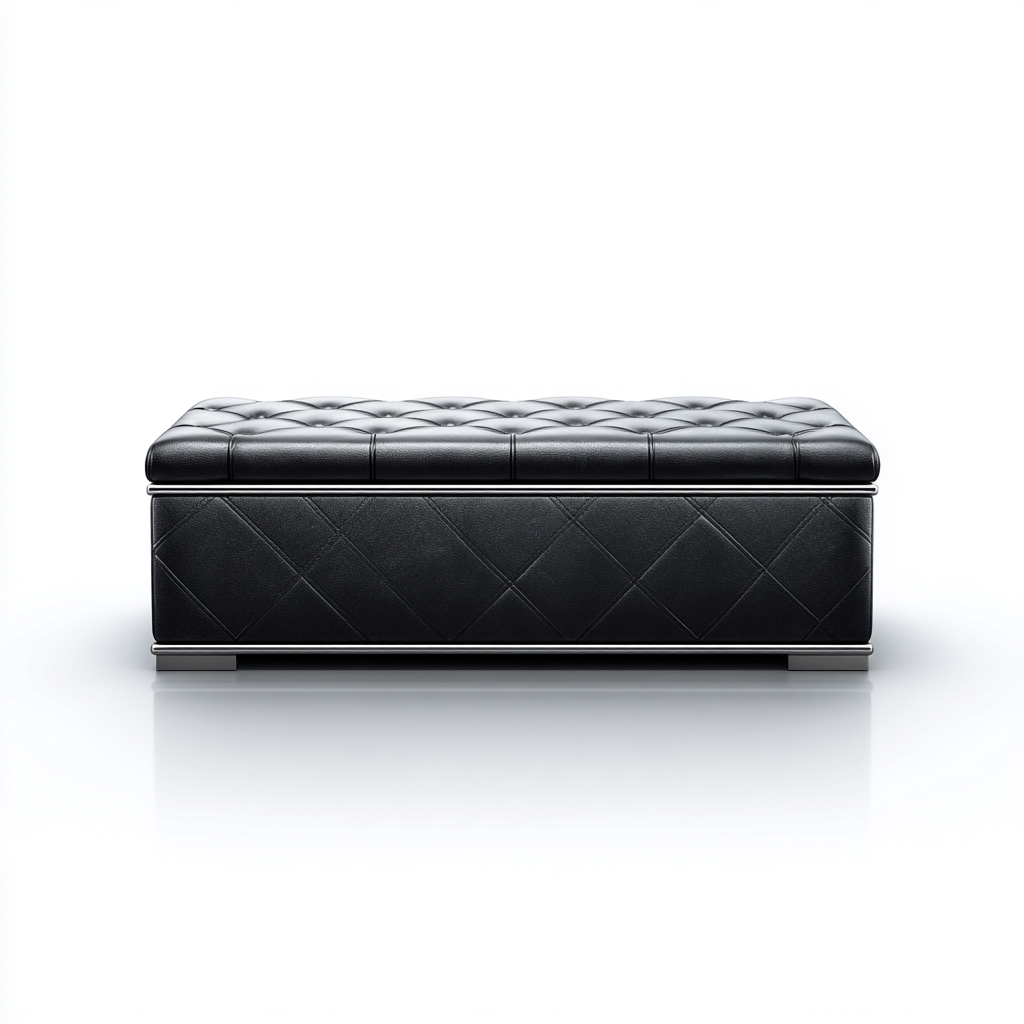 Panca per letto con contenitore in pelle 120x50x45 cm - nero - design moderno - adatta alla camera da letto-Nestleix