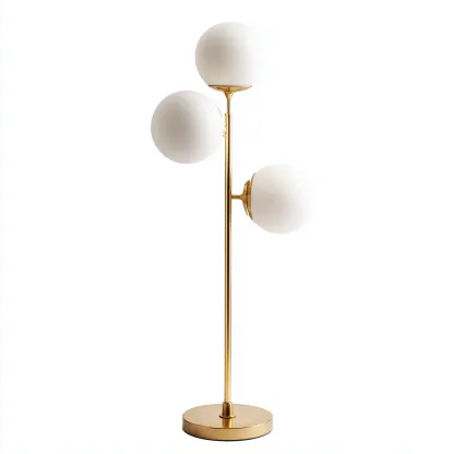 Lampada da terra metallo e vetro 40x30x165 cm - oro - bianco - design moderno - per soggiorno-Nestleix