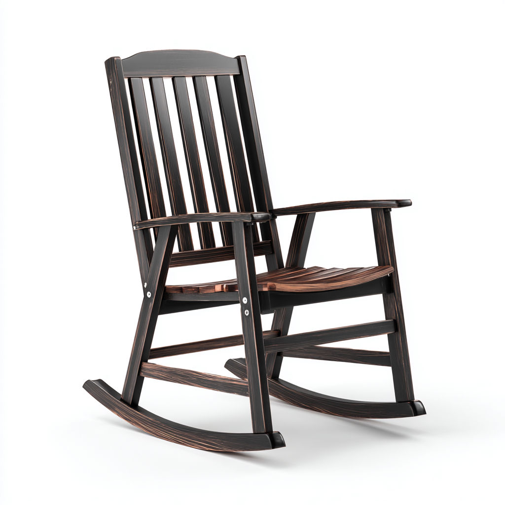 Sedia a dondolo - Legno massello - 72x62x108 cm - Marrone scuro - Design classico - adatto al soggiorno-Nestleix