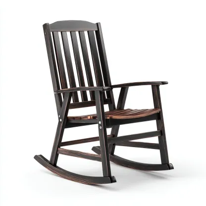 Sedia a dondolo - Legno massello - 72x62x108 cm - Marrone scuro - Design classico - adatto al soggiorno-Nestleix