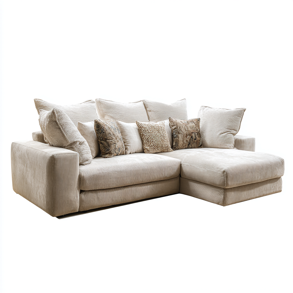Divano angolare in tessuto a coste 298x190x88 cm beige per soggiorno - design moderno-Nestleix