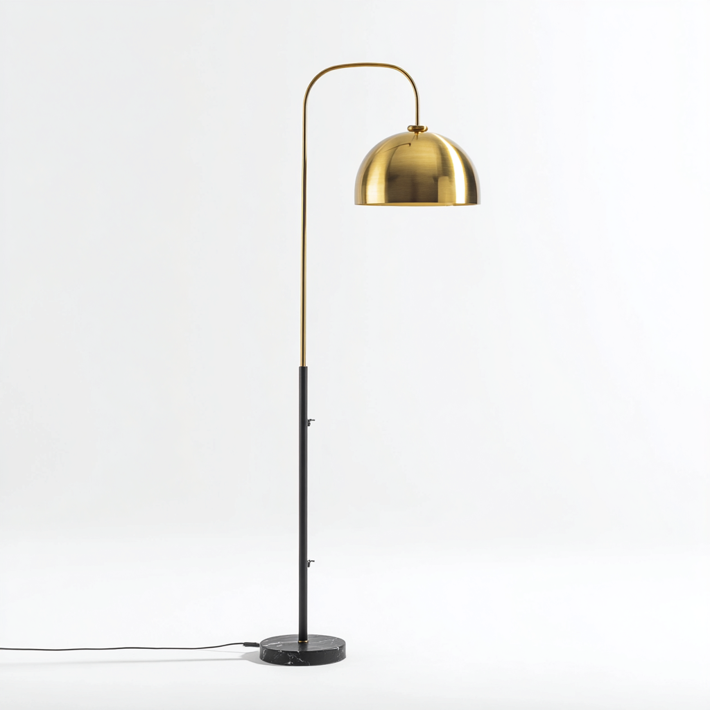 Lampada da terra Metallo - Marmo 32x28x165 cm - nero - oro - per soggiorno - design moderno-Nestleix