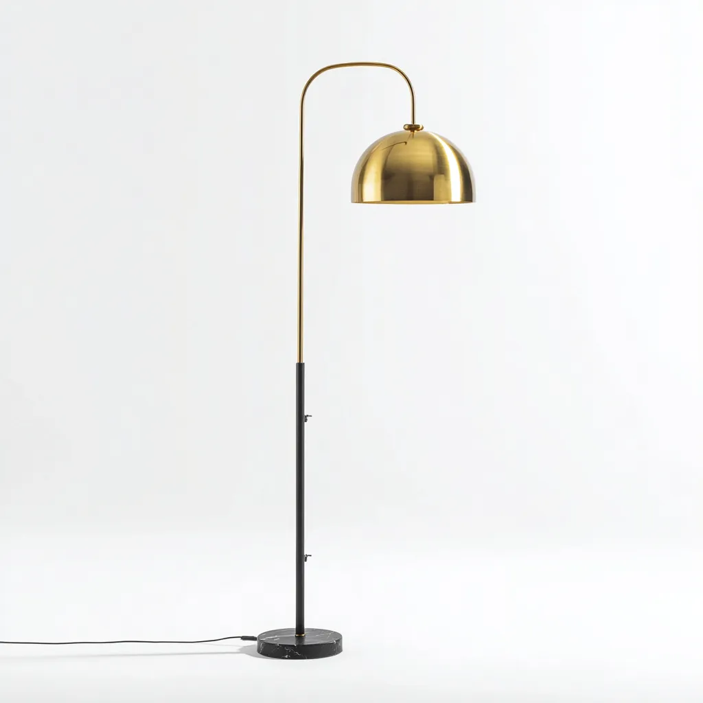 Lampada da terra Metallo - Marmo 32x28x165 cm - nero - oro - per soggiorno - design moderno-Nestleix
