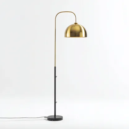 Lampada da terra Metallo - Marmo 32x28x165 cm - nero - oro - per soggiorno - design moderno-Nestleix