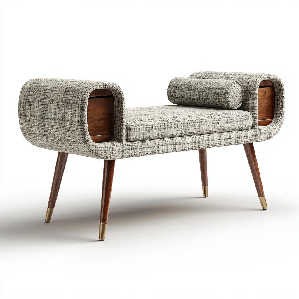 Panca per letto in tessuto con struttura in legno 110x40x55 cm - grigio - design moderno - adatta alla camera da letto-Nestleix