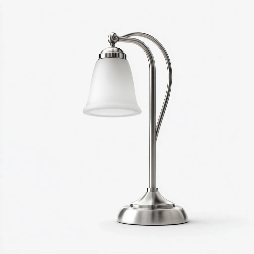 Lampada da tavolo in metallo spazzolato e vetro 19x19x44 cm - argento - bianco - adatta al soggiorno e allo studio - design moderno-Nestleix