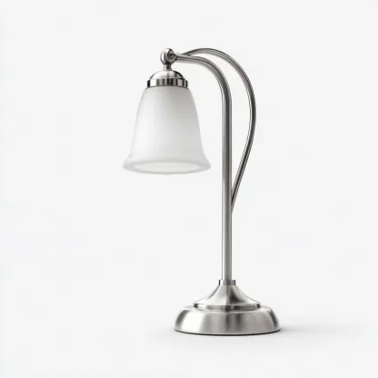 Lampada da tavolo in metallo spazzolato e vetro 19x19x44 cm - argento - bianco - adatta al soggiorno e allo studio - design moderno-Nestleix