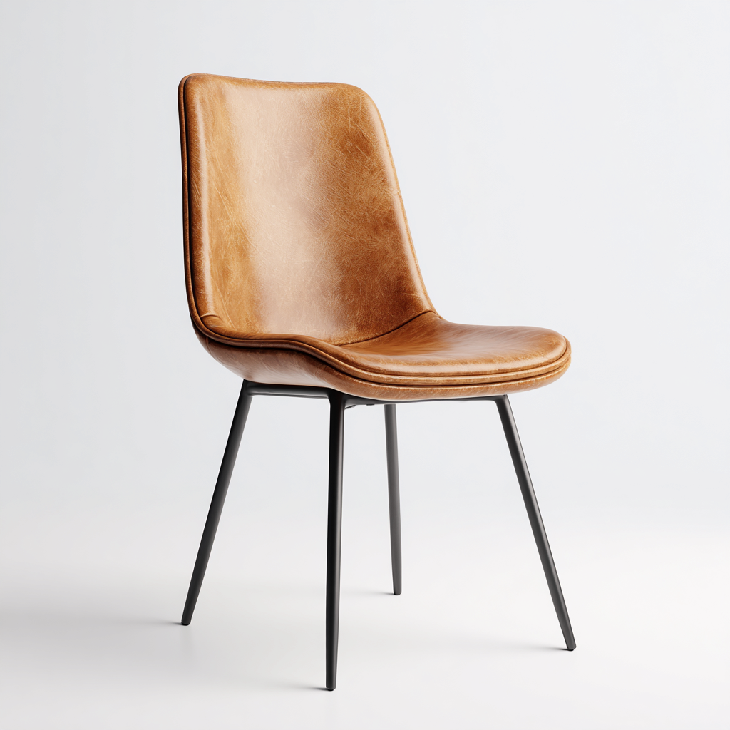 Sedia da pranzo metallo e pelle 50x48x82 cm - marrone - adatta alla sala da pranzo - design moderno-Nestleix