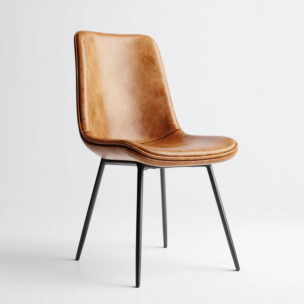 Sedia da pranzo metallo e pelle 50x48x82 cm - marrone - adatta alla sala da pranzo - design moderno-Nestleix