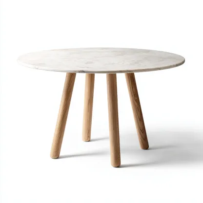 Tavolo da pranzo in marmo e legno 110x110x75 cm - legno naturale - design moderno per sala da pranzo-Nestleix