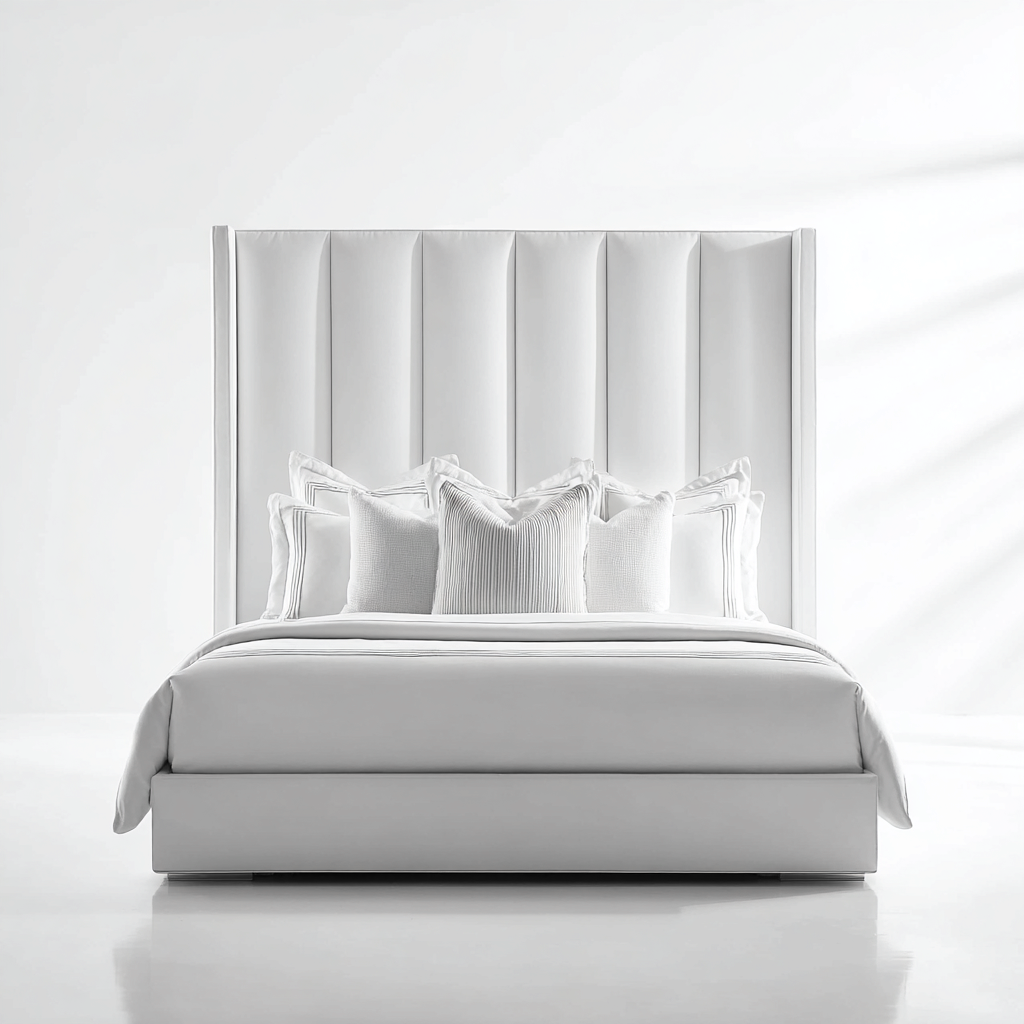 Letto matrimoniale tessuto 200x180x130 cm bianco per camera da letto design moderno-Nestleix