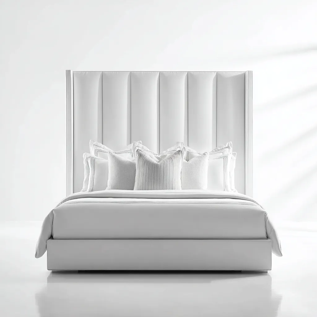 Letto matrimoniale tessuto 200x180x130 cm bianco per camera da letto design moderno-Nestleix