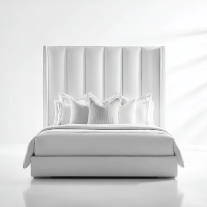 Letto matrimoniale tessuto 200x180x130 cm bianco per camera da letto design moderno-Nestleix