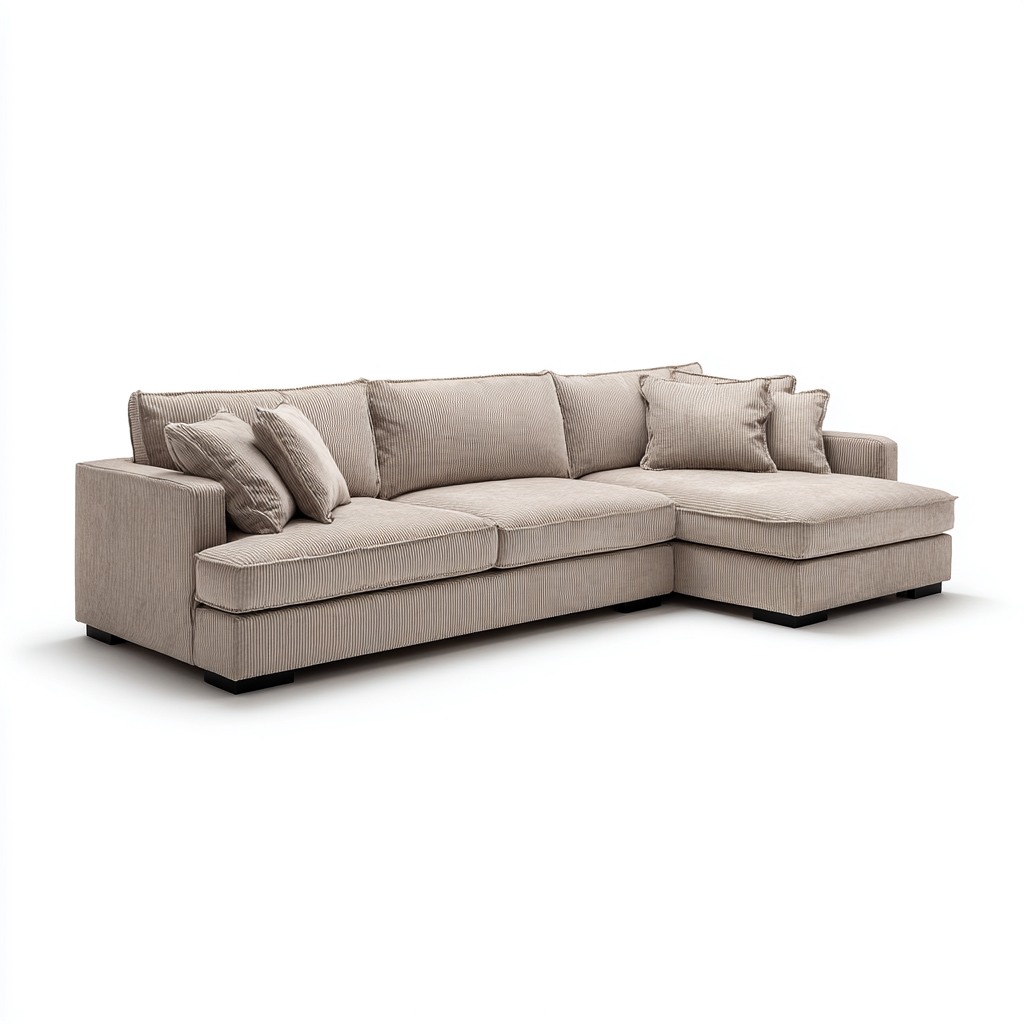 Divano angolare in tessuto a coste 300x188x86 cm caffè chiaro per soggiorno - design moderno-Nestleix