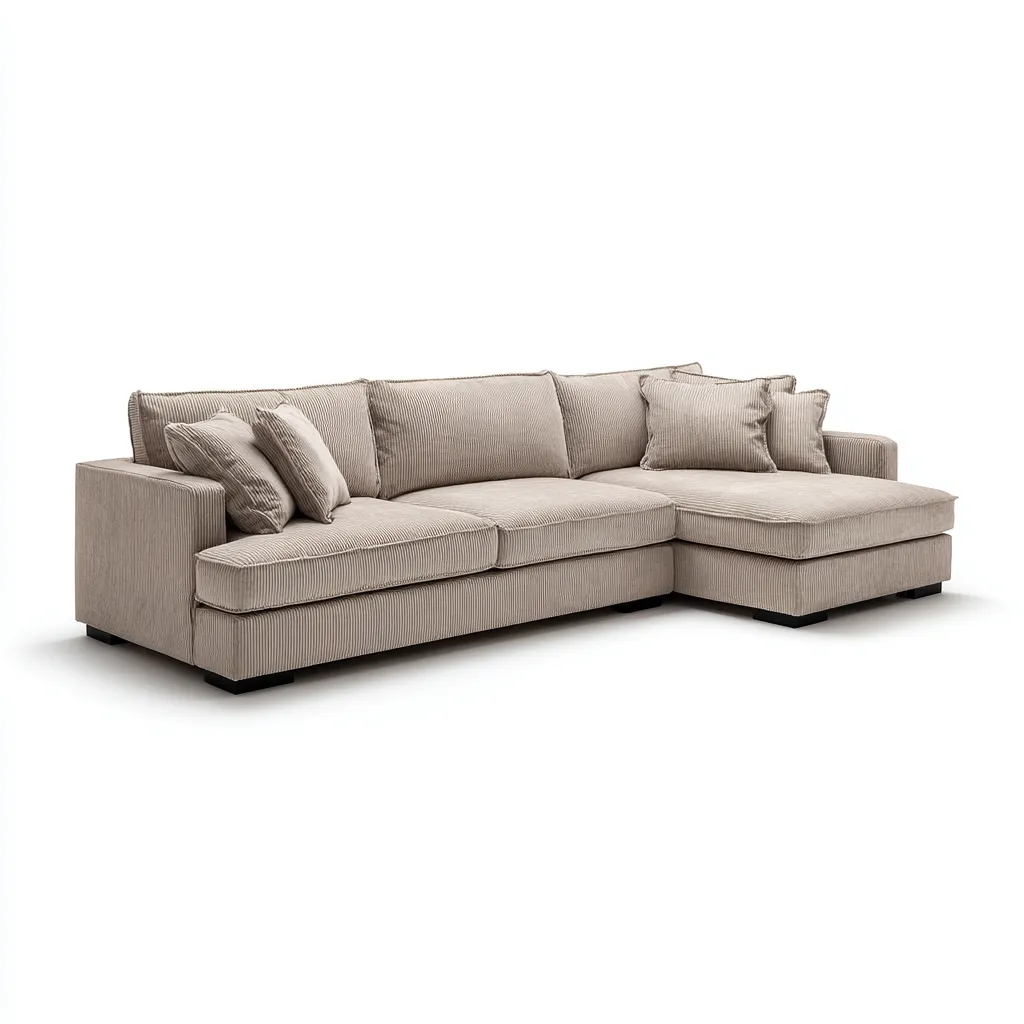 Divano angolare in tessuto a coste 300x188x86 cm caffè chiaro per soggiorno - design moderno-Nestleix