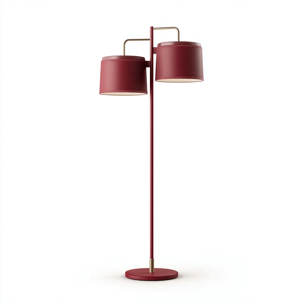 Lampada da terra metallo 32x28x158 cm - rosso - oro - design moderno - per soggiorno-Nestleix