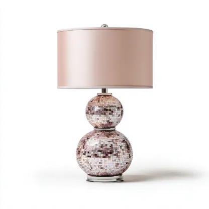 Lampada da tavolo in vetro mosaico 26x26x48 cm - rosa - cromo - adatta al soggiorno e alla camera da letto - design moderno-Nestleix