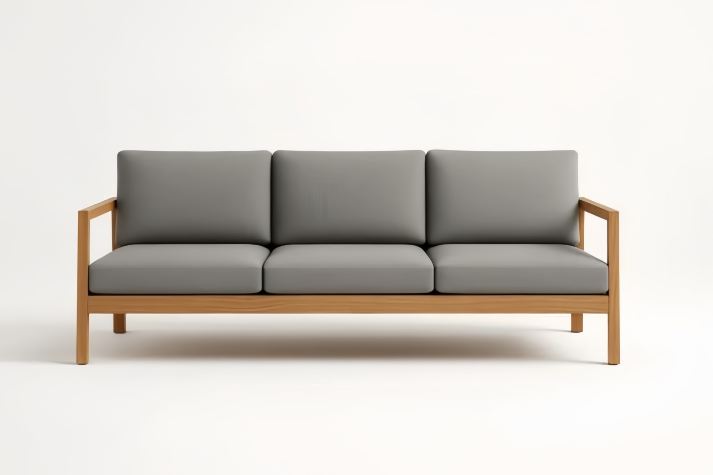 Canapé 3 Places Bois Tissu Gris