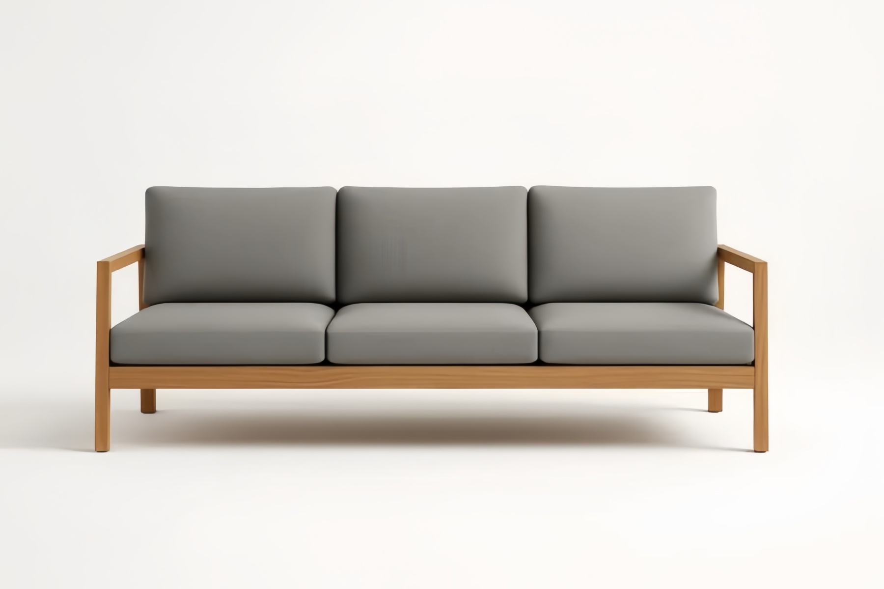 Canapé 3 Places Bois Tissu Gris