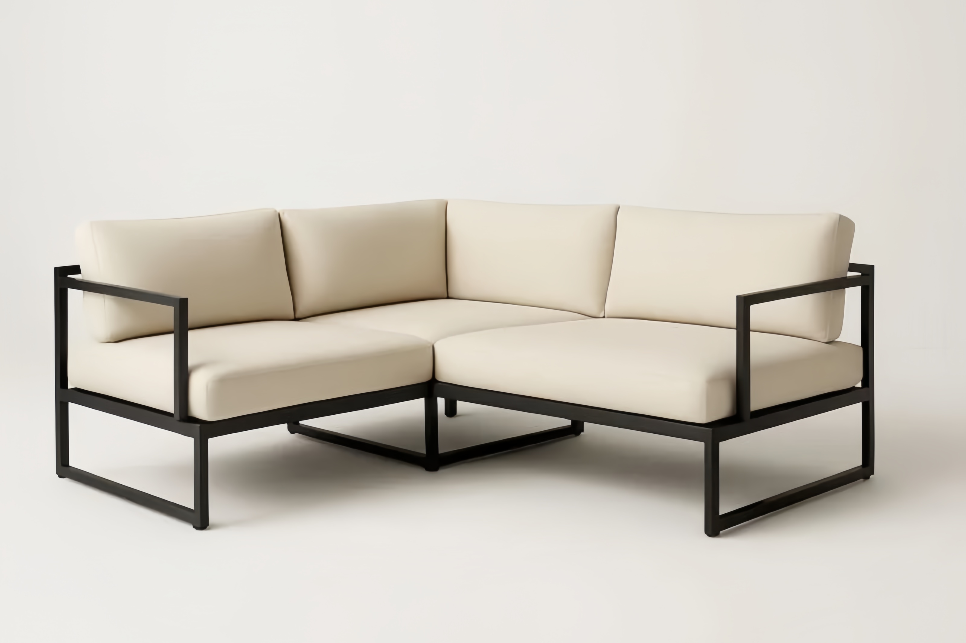 Canapé d'Angle en Aluminium avec Coussins en Polyester Beige