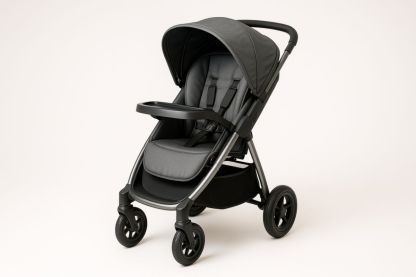 Grey Baby Stroller with Aluminium Frame and Polyester Fabric