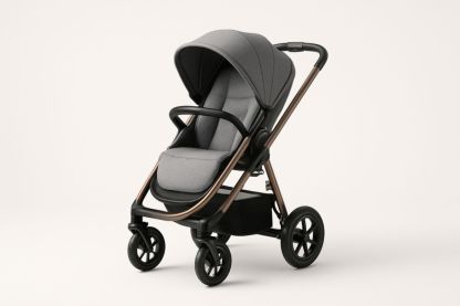 Baby Stroller Grey Fabric Aluminium Frame