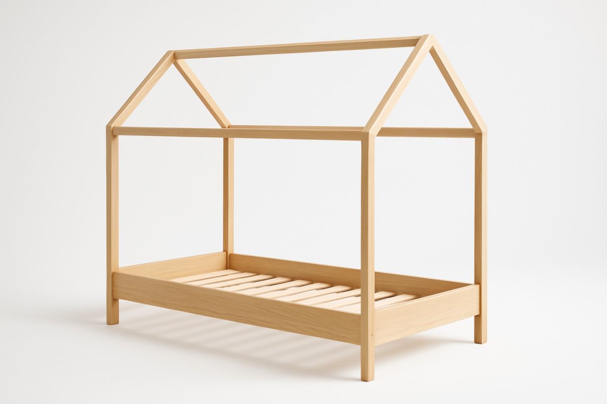 Pine Frame Toddler Bed, Natural Solid Wood, 140 x 70 cm