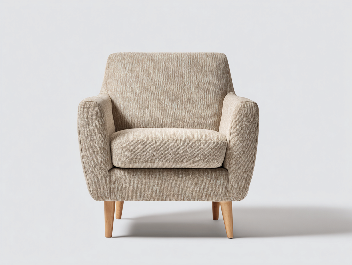 Poltrona - tessuto - 85x80x90 cm - beige/legno naturale - per soggiorno - design moderno-Interiorosa