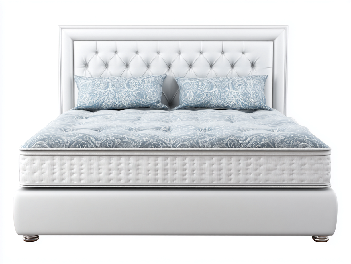 Letto imbottito in ecopelle 200x160x120 cm - bianco/argento - per camera da letto - design moderno-Interiorosa