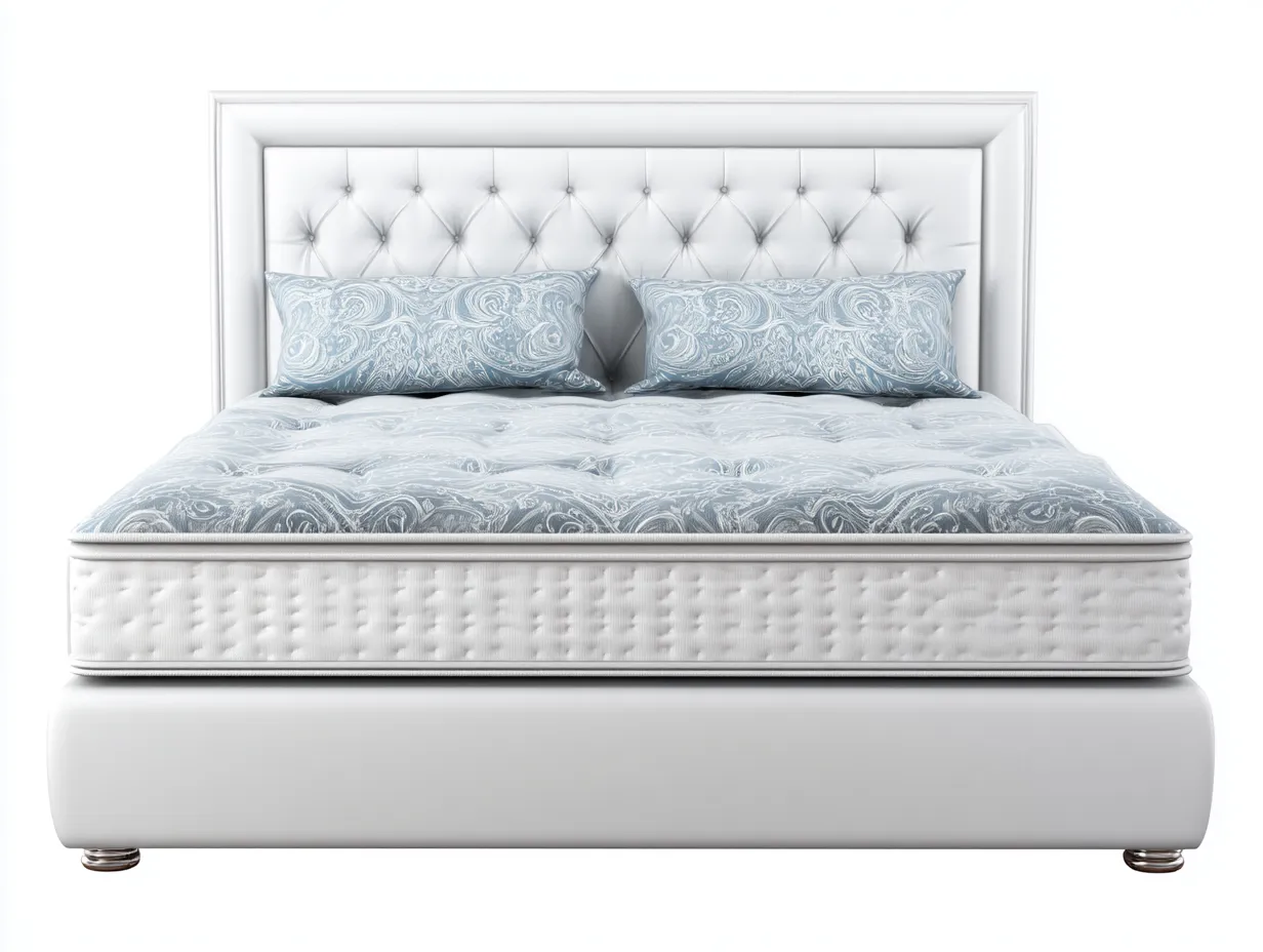 Letto imbottito in ecopelle 200x160x120 cm - bianco/argento - per camera da letto - design moderno-Interiorosa