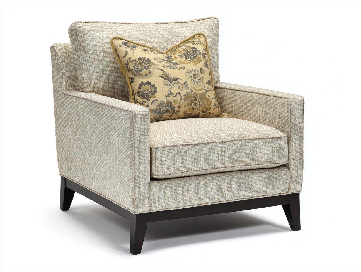 Poltrona imbottita da soggiorno - tessuto/legno - 85x90x95 cm - beige/marrone scuro - design moderno per salotto-Interiorosa