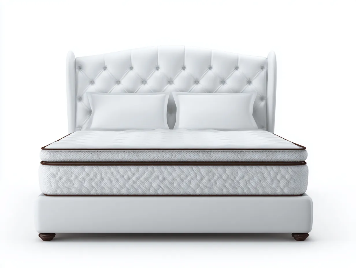 Letto imbottito matrimoniale - legno/tessuto - 200x160x120 cm - bianco/marrone scuro - design moderno per camera da letto-Interiorosa