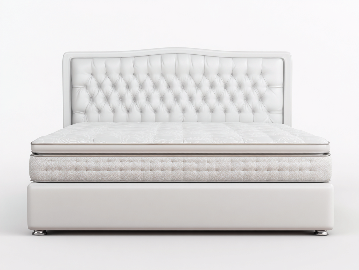 Letto imbottito in ecopelle 200x160x118 cm - bianco/argento - per camera da letto - design moderno-Interiorosa