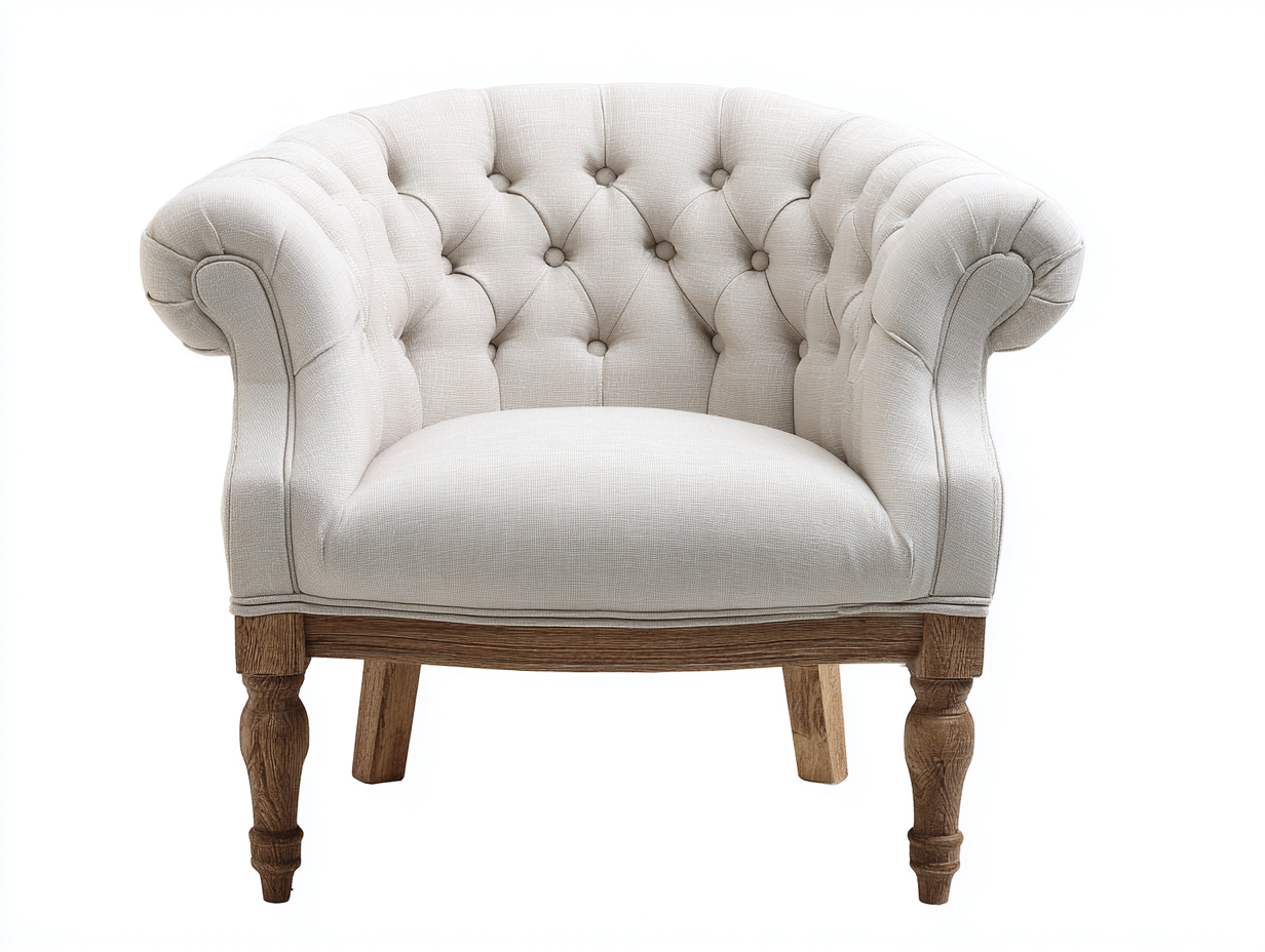 Poltrona imbottita in stile francese - tessuto/legno - 82x75x78 cm - beige/legno naturale - design classico per salotto-Interiorosa