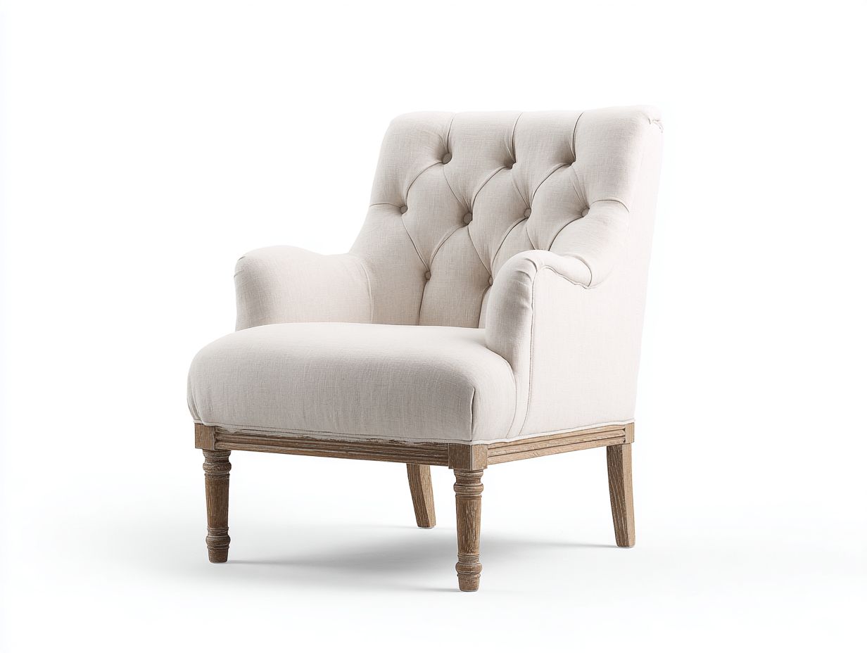 Poltrona imbottita in tessuto - 78x75x90 cm - beige/legno naturale - ideale per salotto-Interiorosa