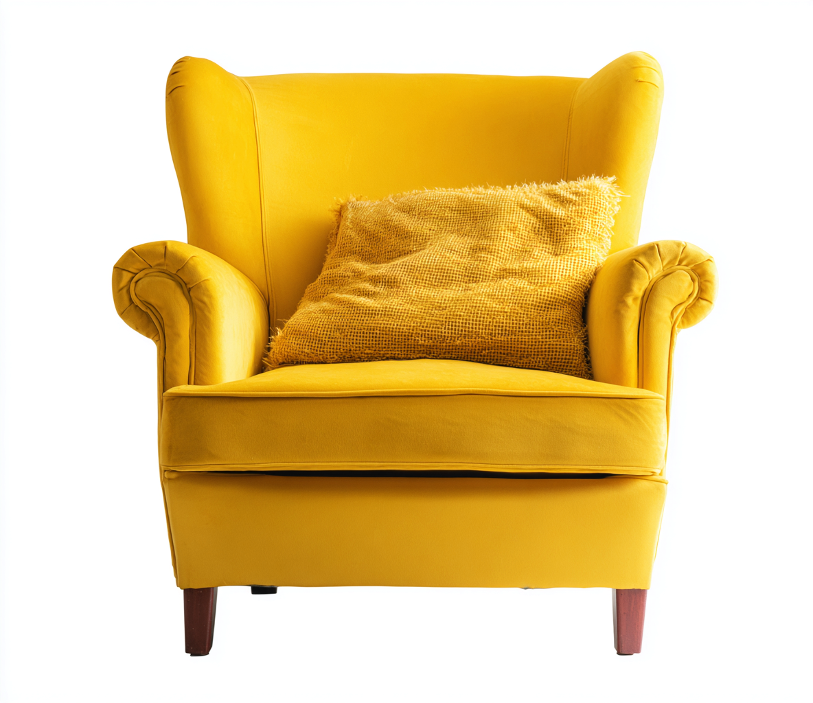 Poltrona imbottita in tessuto - 88x82x105 cm - giallo/marrone - ideale per salotto-Interiorosa