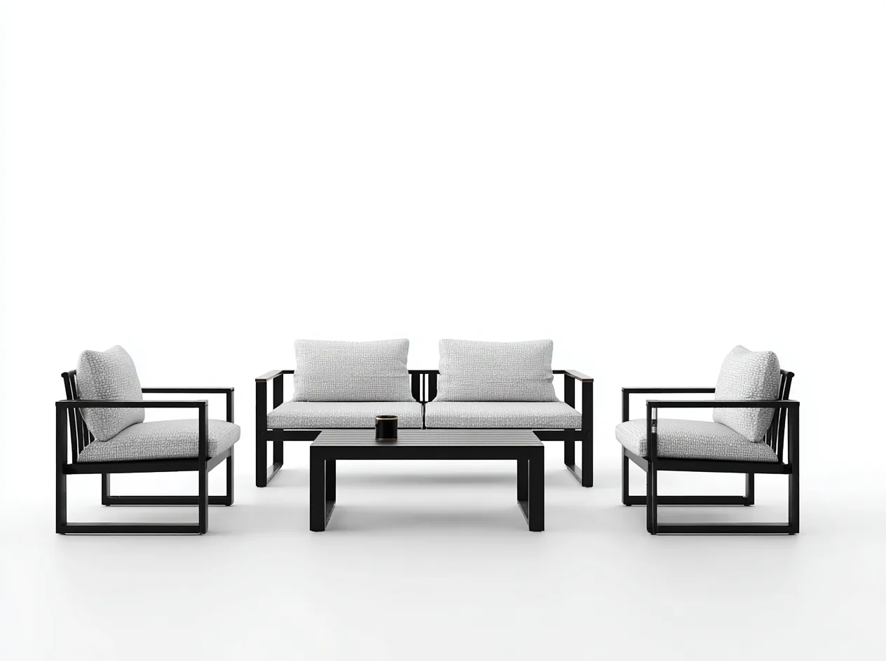 Set divano e poltrone da giardino in alluminio - divano 160x75x72 cm - grigio/nero - ideale per esterno-Interiorosa