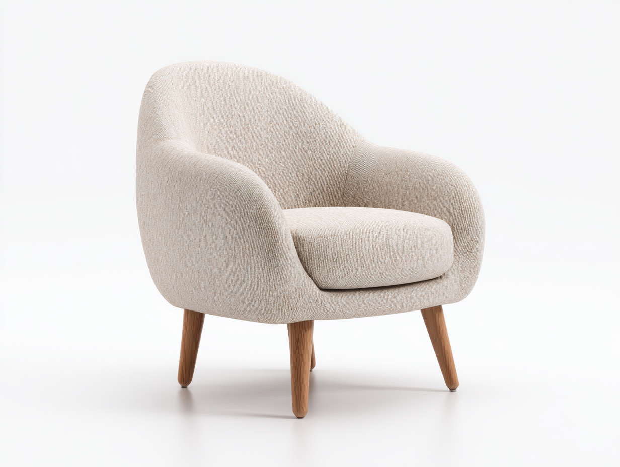 Poltrona in tessuto 82x78x85 cm - beige/legno naturale - per soggiorno - design moderno-Interiorosa