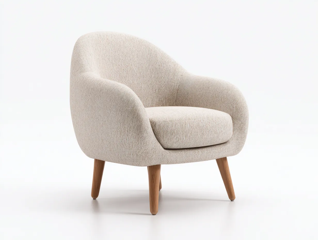 Poltrona in tessuto 82x78x85 cm - beige/legno naturale - per soggiorno - design moderno-Interiorosa