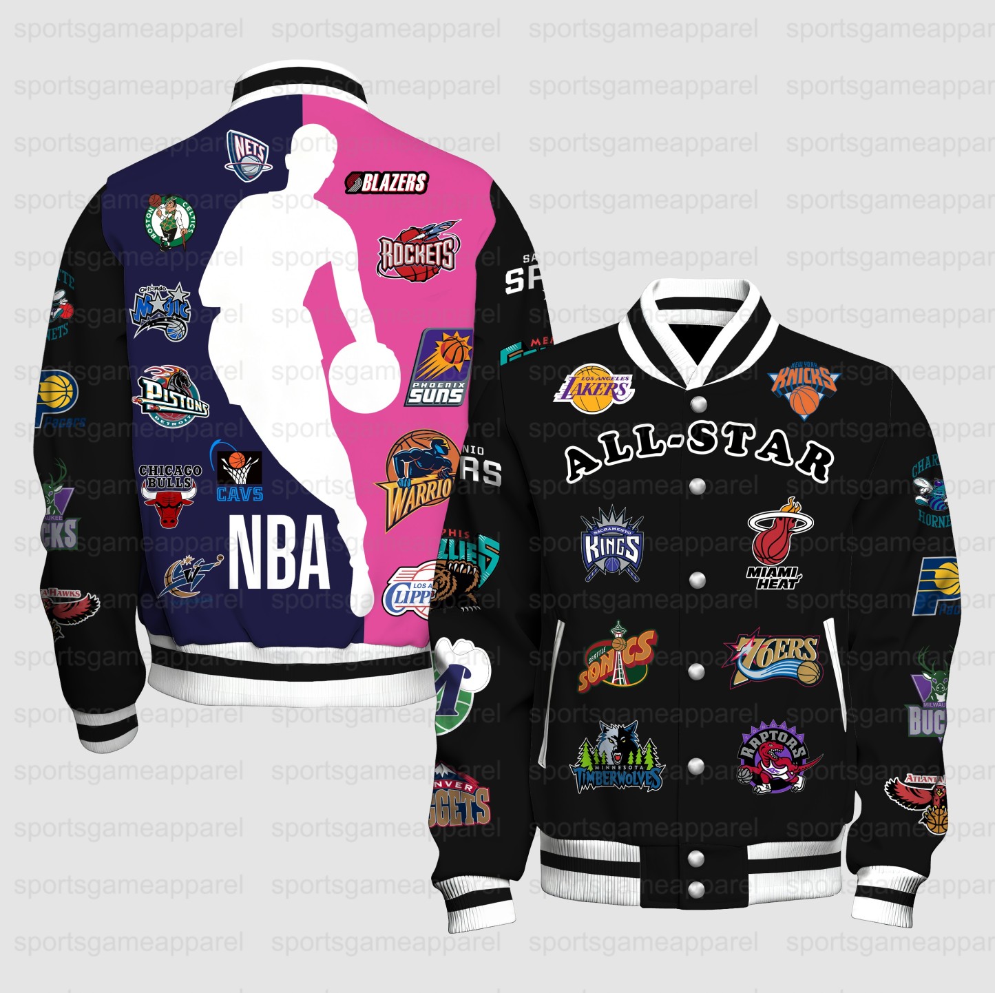 Unisex "NBA" Graphic Streetwear Vintage Jacket