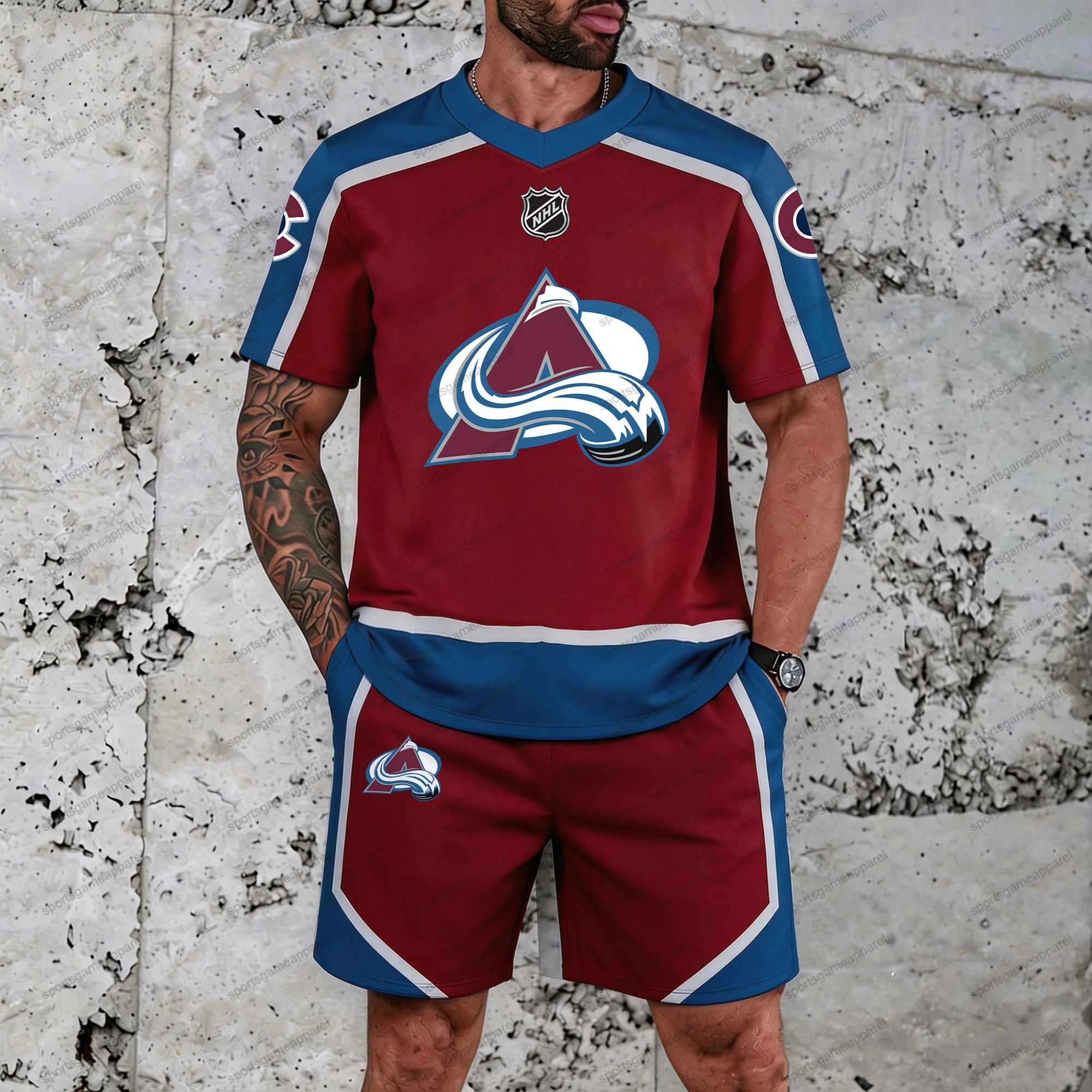 “Colorado Avalanche” T-shirt& Shorts 2 Pieces Set
