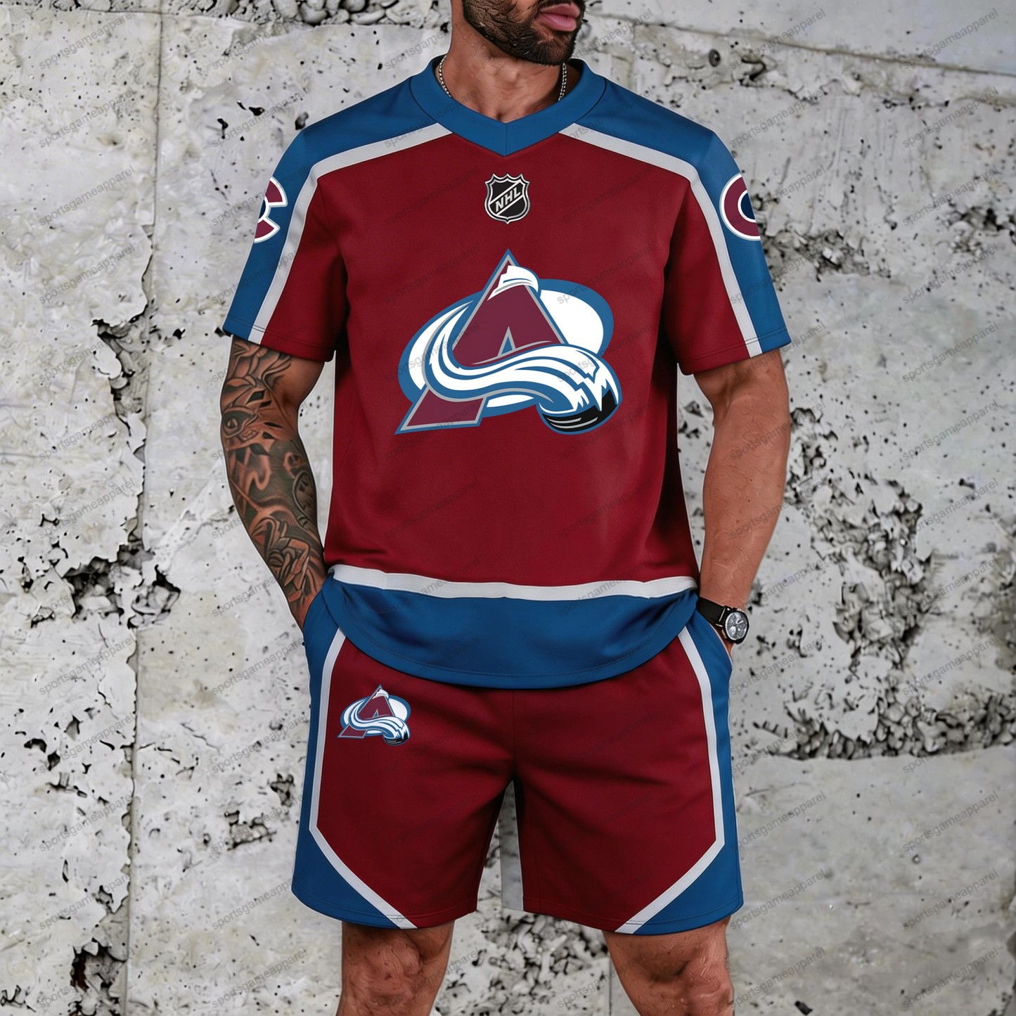 “Colorado Avalanche” T-shirt& Shorts 2 Pieces Set