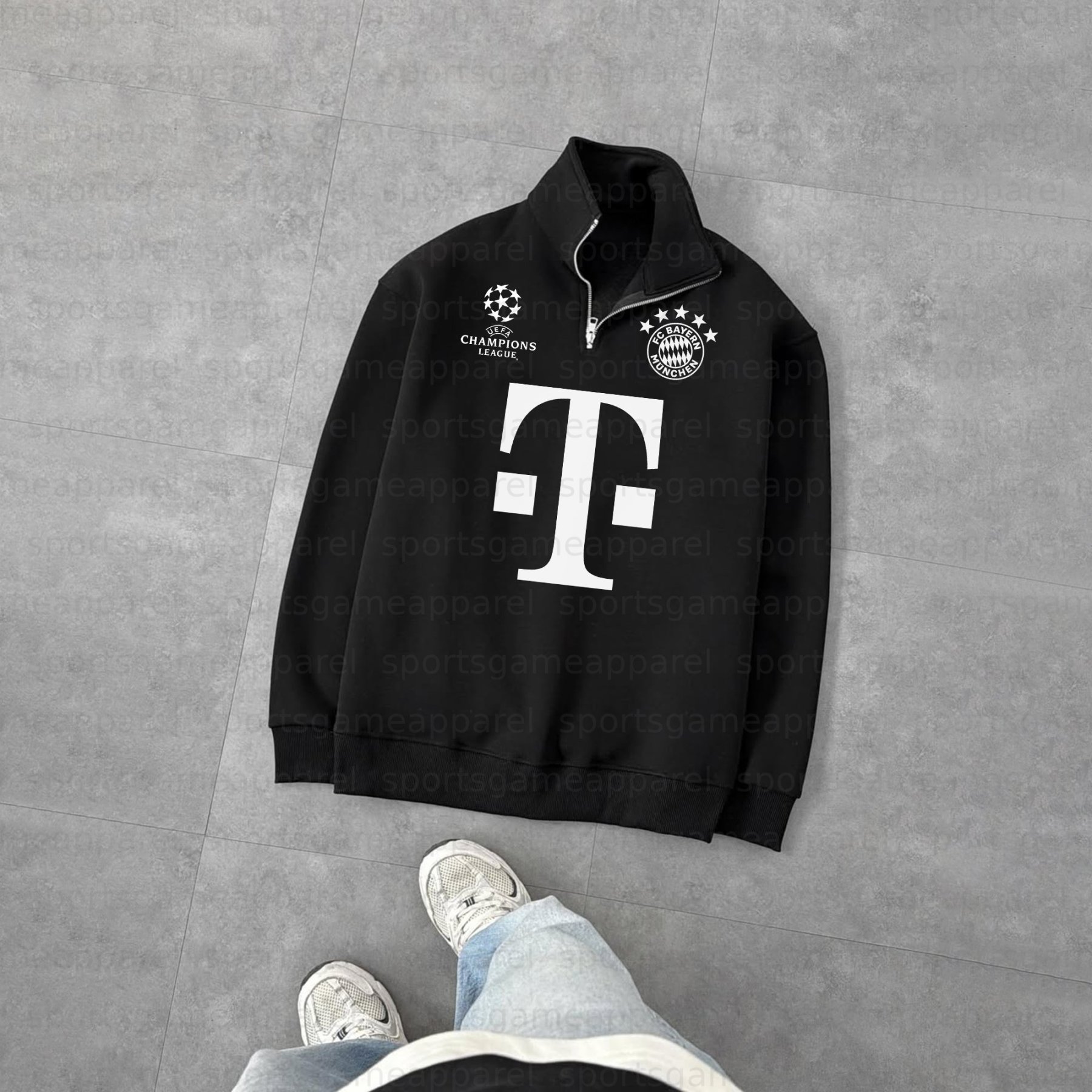 Unisex "UEFA " Graphic Streetwear Vintage Plush Zip-up Sweatshirt