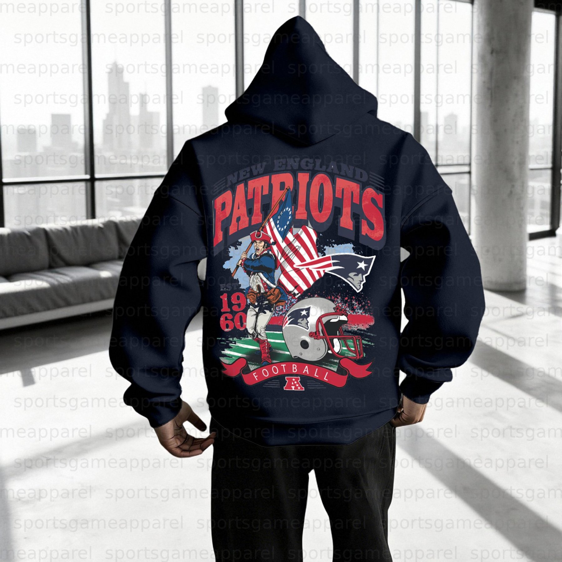 Unisex "New England Patriots" Graphic Streetwear Vintage Hoodie